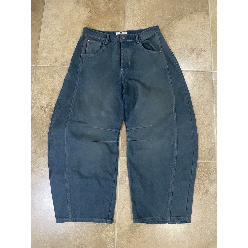 We The Free Jeans Free People Sz 31 Blue Denim Good Luck Mid Rise Barrel